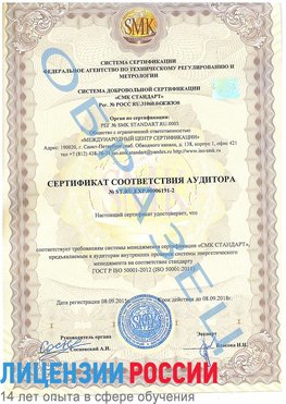 Образец сертификата соответствия аудитора №ST.RU.EXP.00006191-2 Сходня Сертификат ISO 50001